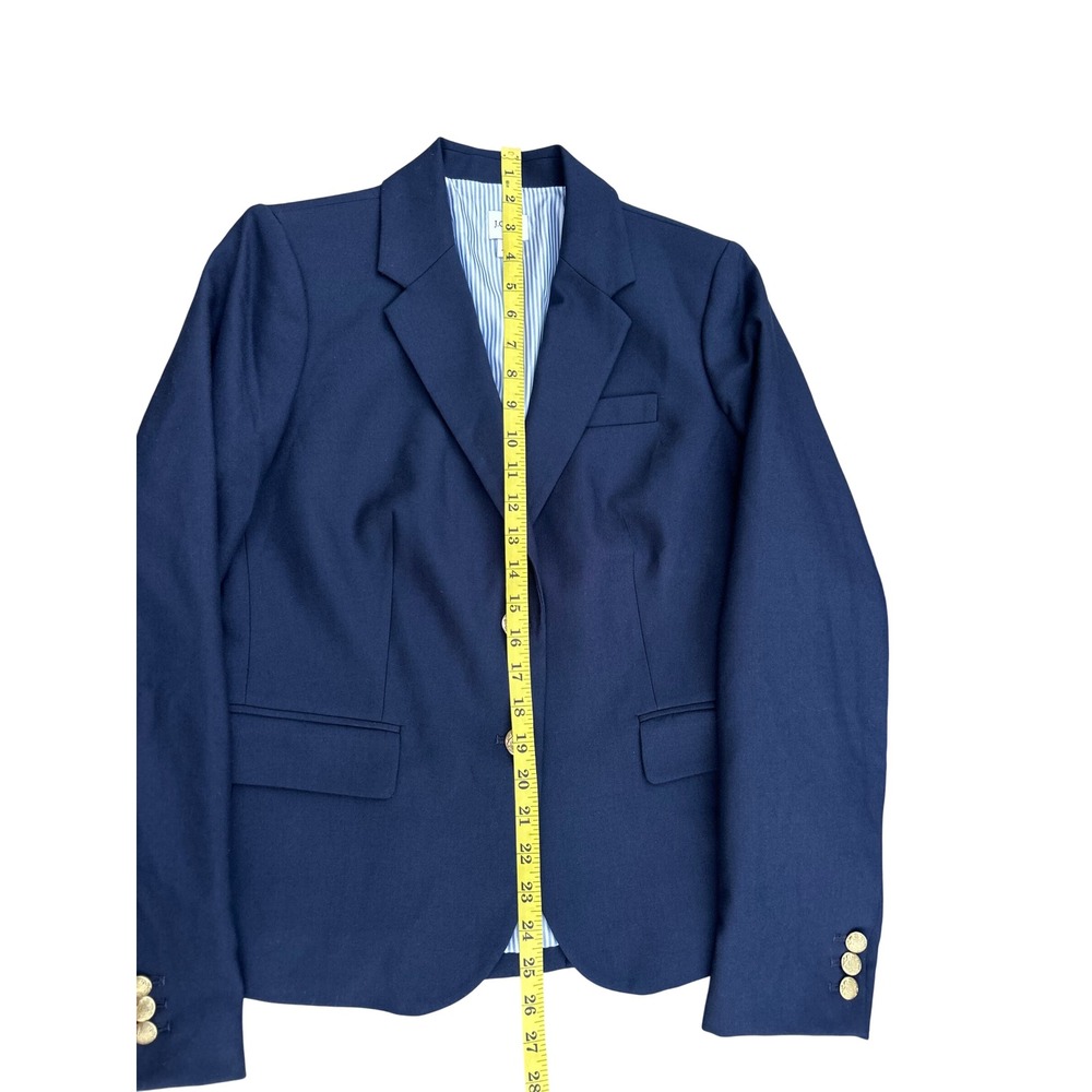J.Crew Navy Blue Wool Blend Schoolboy Blazer Gold Crest Buttons Size 6 - Picture 5 of 14